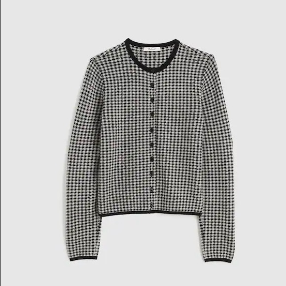 Madewell Sweaters - Madewell Houndstooth Crewneck Cardigan in 100% Merino Wool